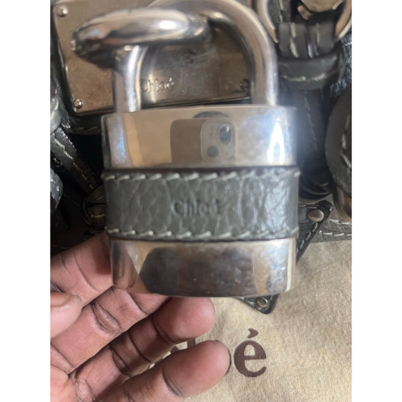 Chloe Mini Paddington Grey Leather Handbag with Key and Lock - Picture 4 of 15